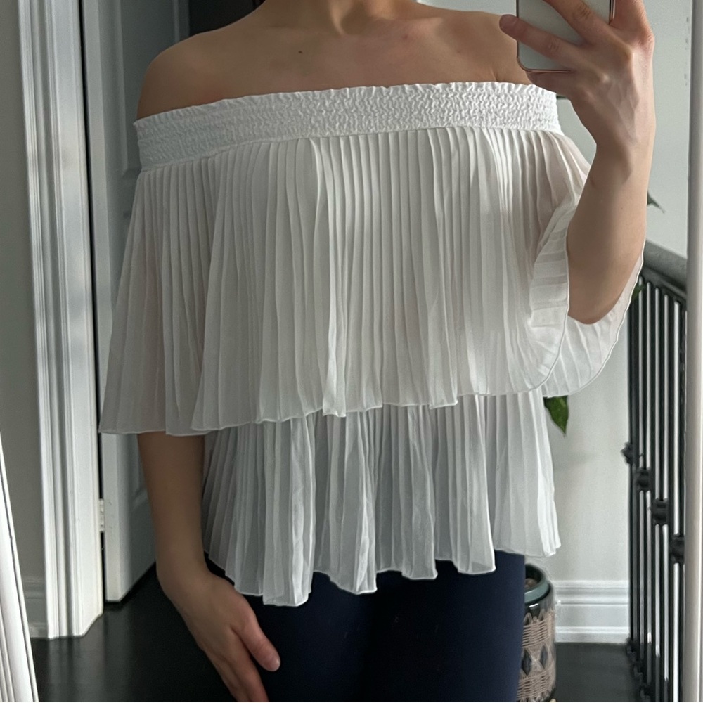 Zara off the shoulder ruffled top